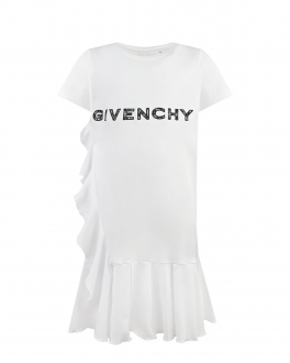Белое платье с кружевным логотипом Givenchy Белый, арт. H12201 10B | Фото 1
