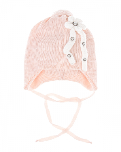 Розовая шапка с аппликацией и бусинами Il Trenino | Фото 1