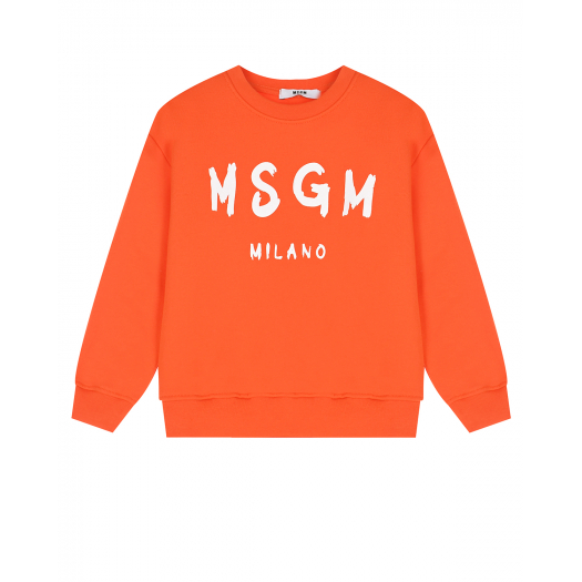Оранжевый свитшот с белым лого MSGM | Фото 1