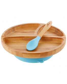 Набор 2 предмета (бамбуковая тарелка Toddler, ложка), голубой Avanchy , арт. BTPL | Фото 2