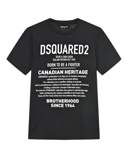 Хлопковая футболка черного цвета Dsquared2 | Фото 1