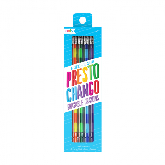 Набор стираемых цветных восковых мелков в форме ручки с ластиками, 12 цветов OOLY | Фото 1