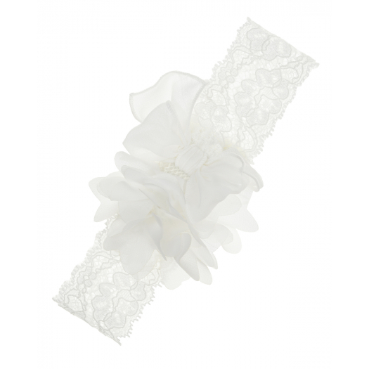 Белая кружевная повязка с цветком в тон Aletta | Фото 1