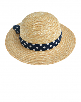 Соломенная шляпа с синей лентой в горошек MaxiMo Бежевый, арт. 83523-789565 2448 | Фото 1