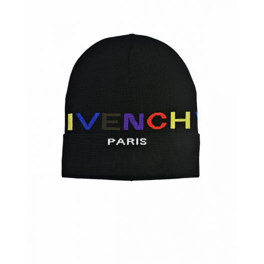 Черная шапка с разноцветным логотипом  | Фото 1
