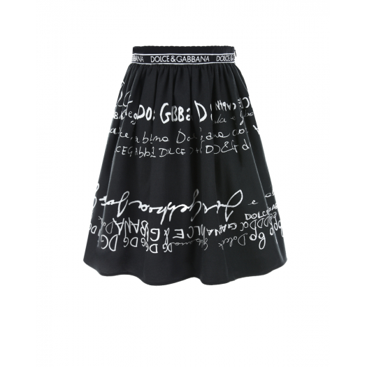 Черная юбка из габардина с контрастным логотипом Dolce&Gabbana | Фото 1