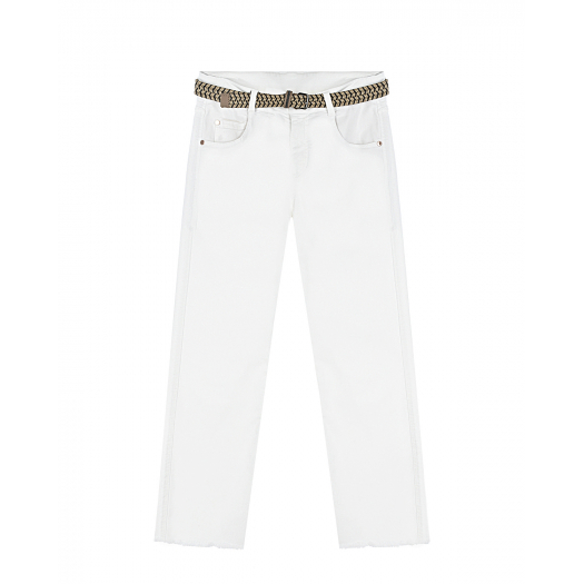 Белые джинсы с плетеным ремнем Brunello Cucinelli | Фото 1