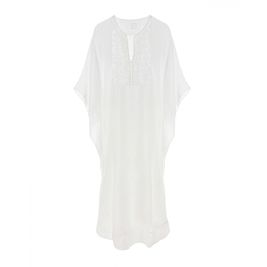Белое платье с вышивкой пайетками 120% Lino | Фото 1