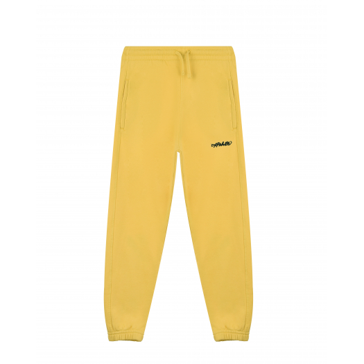 Желтые спортивные брюки с черным логотипом Off-White | Фото 1