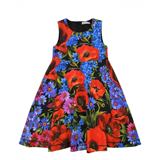 Платье с принтом &quot;маки&quot; Dolce&Gabbana | Фото 1