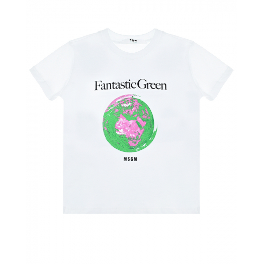 Футболка с принтом Fantastic Green MSGM | Фото 1