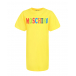 Желтое платье-футболка с разноцветным лого Moschino | Фото 1