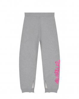 Серые спортивные брюки с розовым лого MM6 Maison Margiela Серый, арт. M60324 MM069 M6C14 | Фото 1