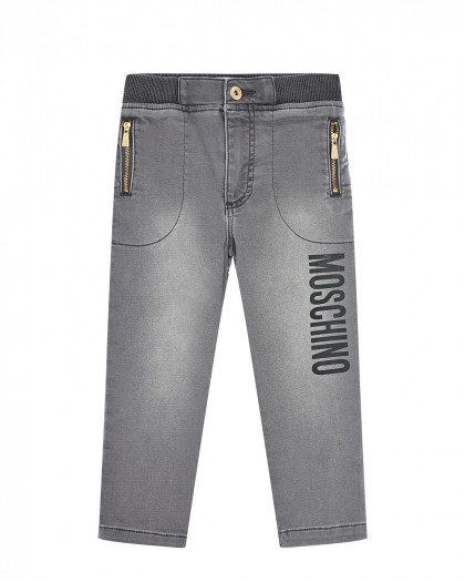 Серые джинсы из трикотажного денима Moschino | Фото 1