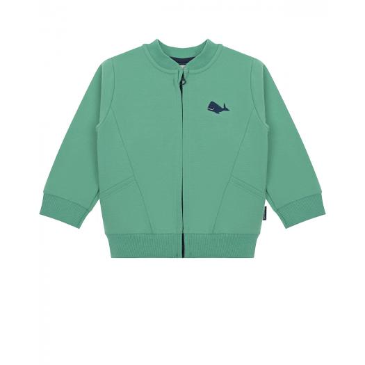 Зеленая спортивная куртка вышивкой &quot;кит&quot; Sanetta fiftyseven | Фото 1