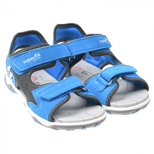 Синие сандалии из замши с серыми вставками SUPERFIT | Фото 1