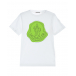 Белая футболка с зеленым логотипом Moncler | Фото 1