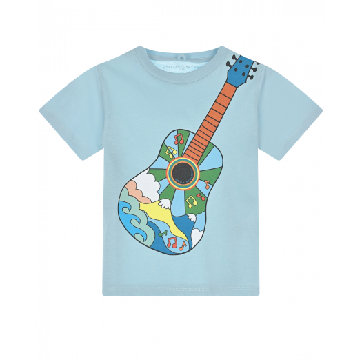 Голубая футболка с принтом &quot;гитара&quot; Stella McCartney | Фото 1
