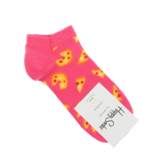 Спортивные носки цвета фуксии с принтом &quot;пицца&quot; Happy Socks | Фото 1