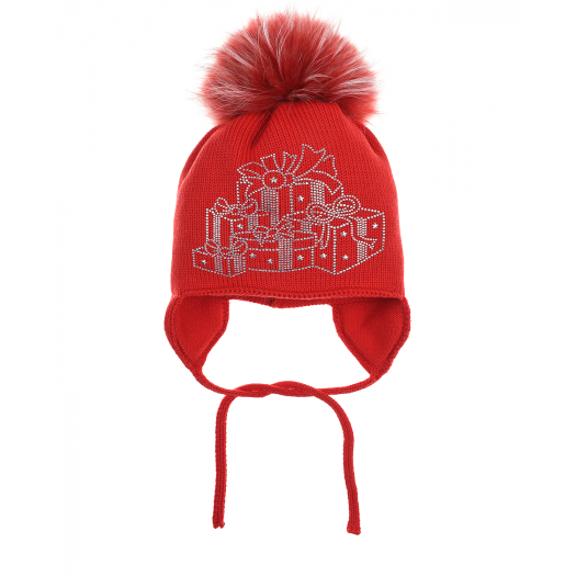 Красная шапка с декором &quot;подарки&quot; Catya | Фото 1