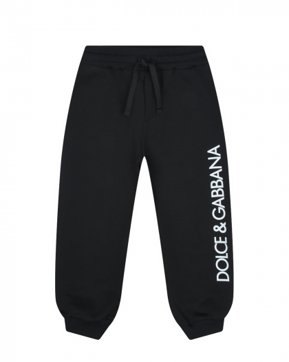 Черные спортивные брюки с белым лого Dolce&Gabbana | Фото 1