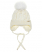 Белая шапка с помпоном и завязками Il Trenino | Фото 1