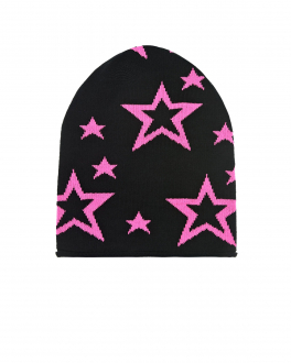 Черная шапка с розовыми звездами Catya Мультиколор, арт. 125704 8446 | Фото 1