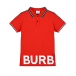 Красная футболка-поло с белым логотипом Burberry | Фото 1
