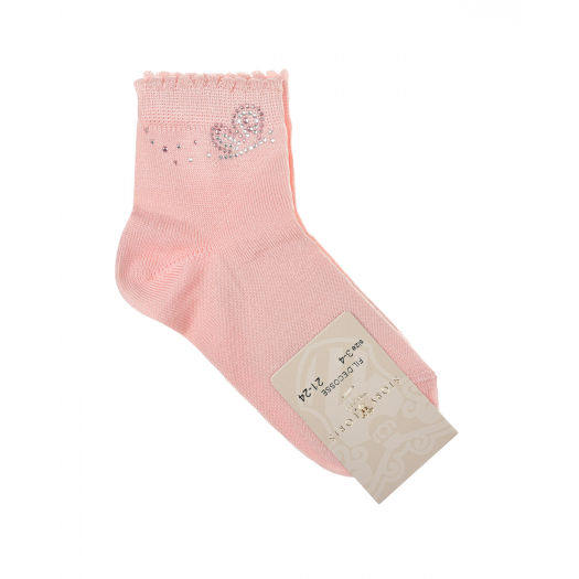 Розовые носки с бабочкой из стразов Story Loris | Фото 1
