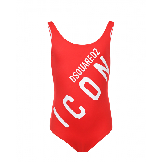 Красный купальник с крупным лого Dsquared2 | Фото 1