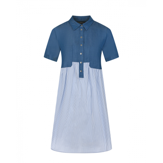Синее платье с короткими рукавами для беременных Attesa | Фото 1