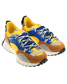 Желтые кроссовки с синей отделкой Dsquared2 Желтый, арт. 70776 VAR.1 | Фото 1