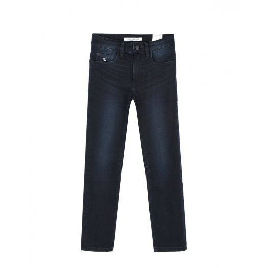 Синие джинсы с черным логотипом Calvin Klein | Фото 1