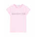 Розовая футболка с лого из стразов Monnalisa | Фото 1
