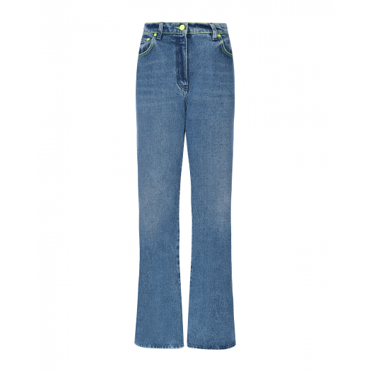 Голубые джинсы клеш с контрастной строчкой MSGM | Фото 1