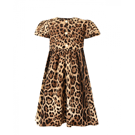 Леопардовое платье с короткими рукавами Dolce&Gabbana | Фото 1