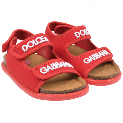 Красные сандалии с белым лого Dolce&Gabbana | Фото 1