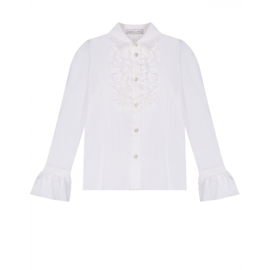 Белая рубашка с кружевной отделкой Monnalisa | Фото 1