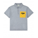 Серая футболка-поло с желтым карманом Fendi | Фото 1