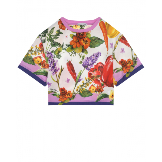 Укороченная футболка с цветочным принтом Dolce&Gabbana | Фото 1