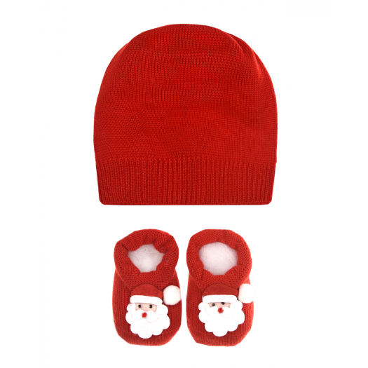 Подарочный набор: пинетки и шапка, красный Story Loris | Фото 1