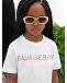 Белая футболка с логотипом в клетку Burberry | Фото 4