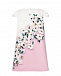 Бело-розовое платье с цветочным принтом Monnalisa | Фото 2