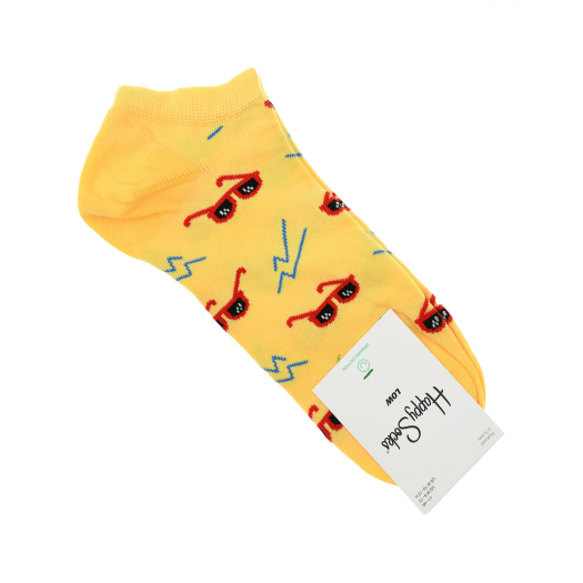 Желтые носки с принтом &quot;очки&quot; Happy Socks | Фото 1