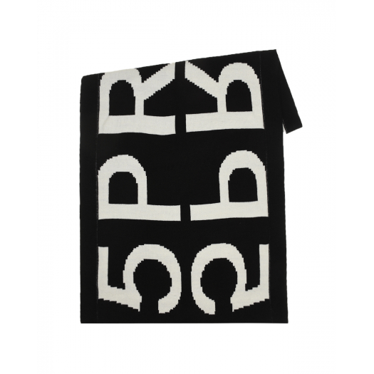 Черный шарф с белым логотипом, 60х130 см 5 Preview | Фото 1