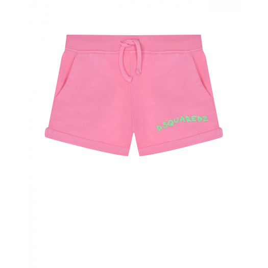 Розовые шорты с зеленым лого Dsquared2 | Фото 1