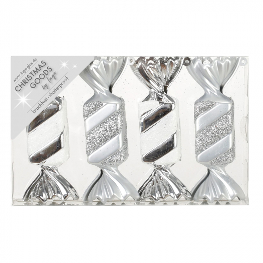 Подвеска &quot;Конфеты&quot; серебро 10,5 см, 4 шт., серебрянный Inges Christmas | Фото 1