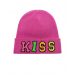 Розовая шапка с надписью &quot;Kiss&quot; из бисера Regina | Фото 1