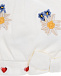 Белая шапка с цветочной вышивкой Monnalisa | Фото 3