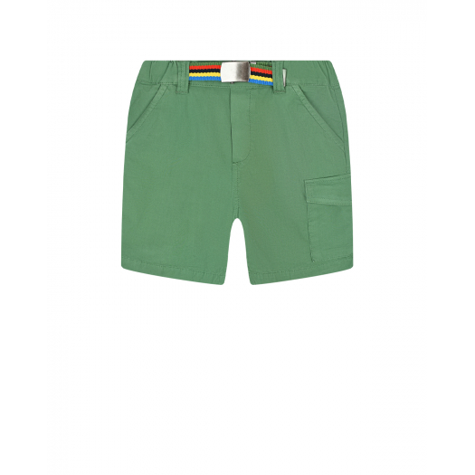 Зеленые шорты с полосатым поясом  | Фото 1